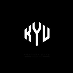 KYU letter logo design with polygon shape. KYU polygon logo monogram. KYU cube logo design. KYU hexagon vector logo template white and black colors. KYU monogram, KYU business and real estate logo. 