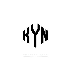 Fototapeta premium KYN letter logo design with polygon shape. KYN polygon logo monogram. KYN cube logo design. KYN hexagon vector logo template white and black colors. KYN monogram, KYN business and real estate logo. 
