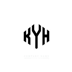 KYH letter logo design with polygon shape. KYH polygon logo monogram. KYH cube logo design. KYH hexagon vector logo template white and black colors. KYH monogram, KYH business and real estate logo. 