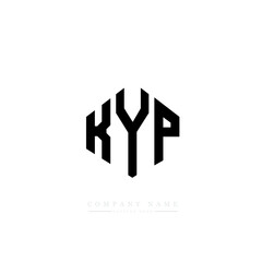 Naklejka premium KYP letter logo design with polygon shape. KYP polygon logo monogram. KYP cube logo design. KYP hexagon vector logo template white and black colors. KYP monogram, KYP business and real estate logo. 
