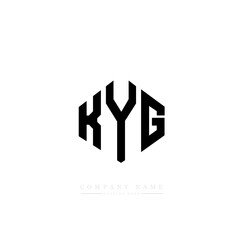 KYG letter logo design with polygon shape. KYG polygon logo monogram. KYG cube logo design. KYG hexagon vector logo template white and black colors. KYG monogram, KYG business and real estate logo. 
