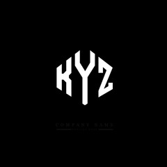 KYZ letter logo design with polygon shape. KYZ polygon logo monogram. KYZ cube logo design. KYZ hexagon vector logo template white and black colors. KYZ monogram, KYZ business and real estate logo. 