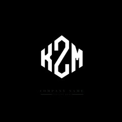 KZM letter logo design with polygon shape. KZM polygon logo monogram. KZM cube logo design. KZM hexagon vector logo template white and black colors. KZM monogram, KZM business and real estate logo. 