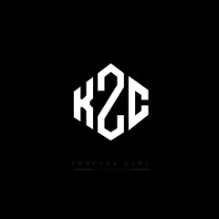 KZC letter logo design with polygon shape. KZC polygon logo monogram. KZC cube logo design. KZC hexagon vector logo template white and black colors. KZC monogram, KZC business and real estate logo. 