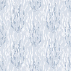 Abstract seaweeds seamless pattern. Hand drawn image watercolour. Digital art. Red sea seaweeds background.