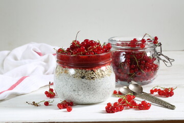 curd berry dessert in a transparent jar