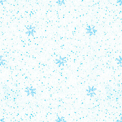 Hand Drawn blue Snowflakes Christmas Seamless Patt