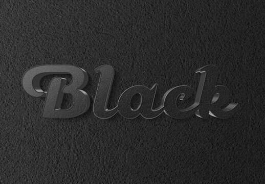 Black Text Effect with 3D Leather Style Mockup