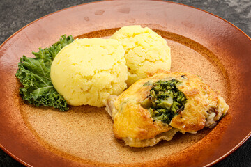 Roasted pangasius fillet with mashed potato