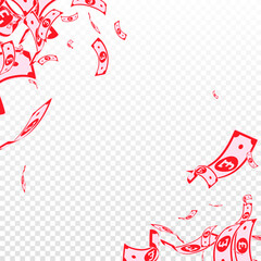 British pound notes falling. Messy GBP bills on tr