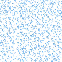 Abstract hand drown polka dots background. White seamless pattern with blue circles. Template design for invitation, poster, card, flyer, banner, textile, fabric