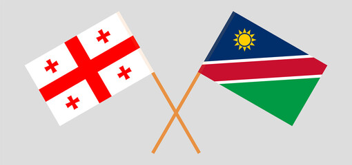 Crossed flags of Georgia and Namibia. Official colors. Correct proportion