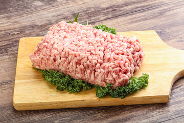 Raw pork minced meat for cooking