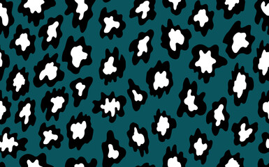 Abstract modern leopard seamless pattern. Animals trendy background. Green and black decorative vector stock illustration for print, card, postcard, fabric, textile. Modern ornament of stylized skin