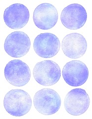紫の丸い円の水彩画風イラスト