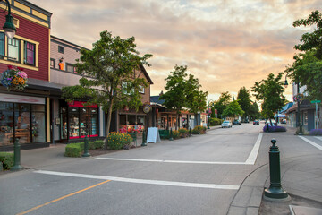 Empty street of a provincial town on a pre-sunset summer evening