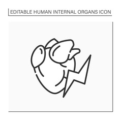 Heart line icon.Heart attack. Problem diagnostic. Human internal organs concept.Isolated vector illustration.Editable stroke