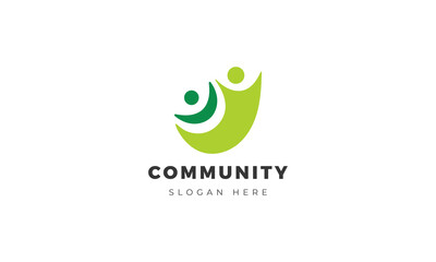 Modern community logo for company design. Abstract minimal green people vector logo template.