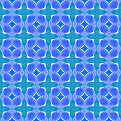 Green geometric chevron watercolor border. Blue