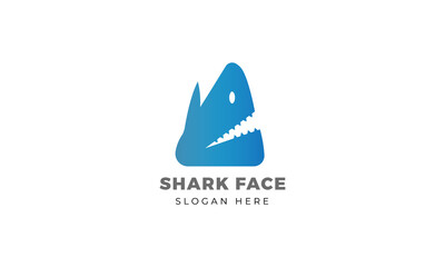 Abstract shark face logo for company design and flat minimalist fish vector logo template.