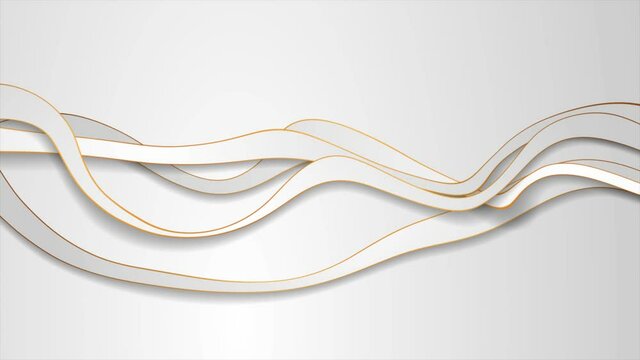 Grey and golden waves abstract motion design. Seamless looping. Video animation Ultra HD 4K 3840x2160