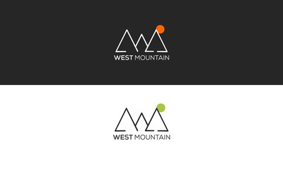 Minimalist mountain logo for company design. flat line and modern abstract vector logo template.