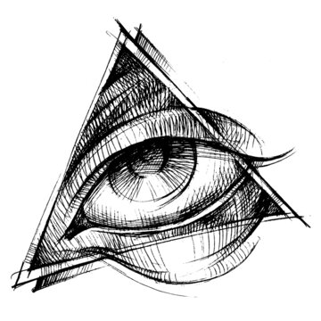 All-seeing eye. Human eye in a triangle. Masonic symbol