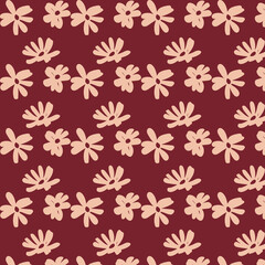 Vector floral pattern in beige-red colors. Minimalism, retro, vintage, East