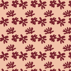 Vector floral pattern in red-beige colors. Minimalism, retro, vintage, East