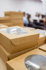 Eco-friendly disposable tableware for fast-food, concept of plastic free life stile empty...