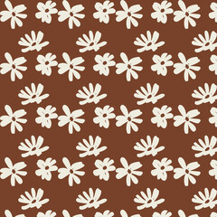 Vector floral pattern in brown-beige colors. Minimalism, retro, vintage, East