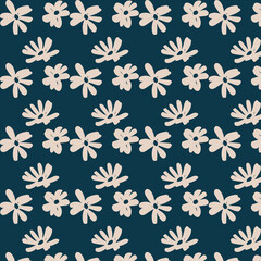 Obraz premium Vector floral pattern in blue and beige colors. Minimalism, retro, vintage, East