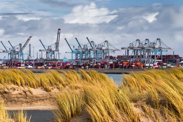 Zelfklevend Fotobehang Container terminal in the Rotterdam harbor © Roger