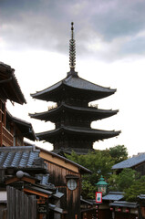 Japanese wooden temple pagoda 