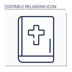 Christianity line icon. Bible. Main book in Christian world. Book for divine services.Religion concept. Isolated vector illustration. Editable stroke