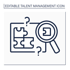 Skill gap analysis line icon. Research lacks skills and knowledge. Talent management concept. Isolated vector illustration. Editable stroke