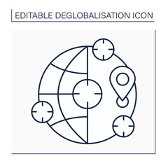 Subsidiarity line icon. Solving social or economic issues locally. Deglobalisation concept. Isolated vector illustration. Editable stroke