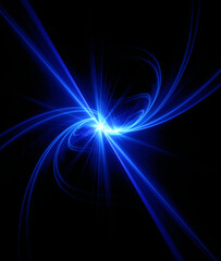 Abstract background, smooth multicolored lines on a black background.