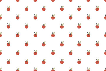 Cute seamless background with red apple elements. Modern print. Great for fabric, wallpaper, texture, wrapping.