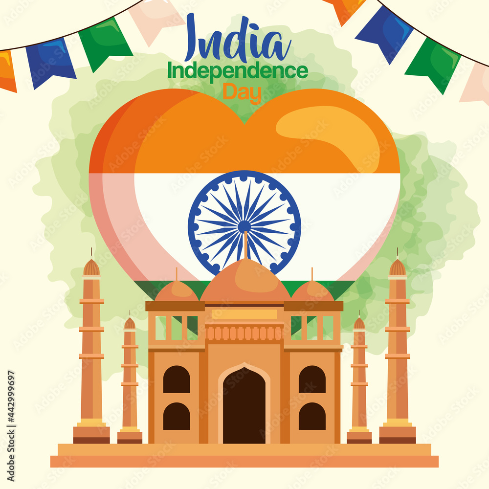 Wall mural happy india independence day taj mahal