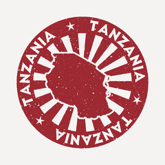 Tanzania stamp. Travel red rubber stamp with the map of country, vector illustration. Can be used as insignia, logotype, label, sticker or badge of the Tanzania.