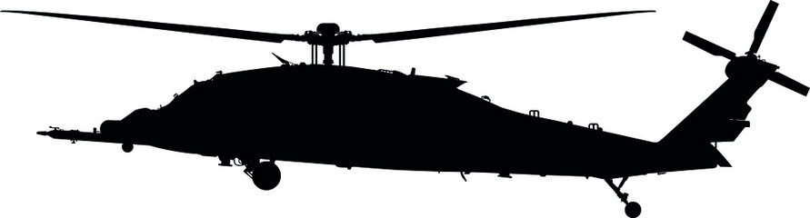 US Air Force army military aircraft fight and transport helicopter flying HH / UH 60G Black Hawk, Pave Hawk helicopter Aircraft.  © Silhouette Boss