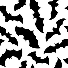 Seamless pattern with bat silhouette for halloween.