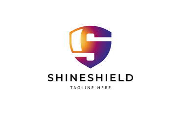 Initial S Shield security logo, modern shield shining gradient colour logo