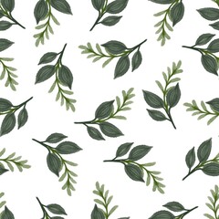 seamless pattern of green leaves for fabric and background design