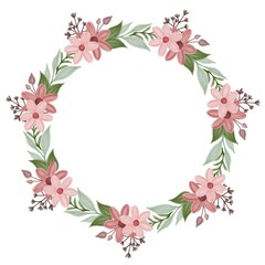 circle frame with red and pink flower border