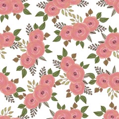 seamless pattern of pink roses bouquet for fabric design