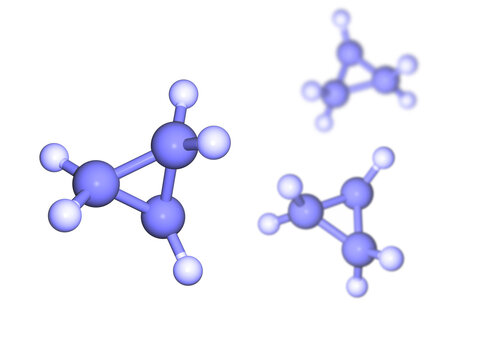 cyclopropane molecules 3d rendering 