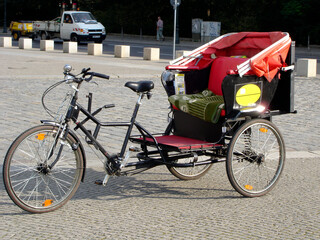 Fototapeta na wymiar pedicab cycle rickshaw trishaw bike cab Berlin Germany
