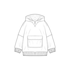hoodie oversized outline drawing vector, hoodie oversized in a sketch style, trainers template outline, vector Illustration. © litnik